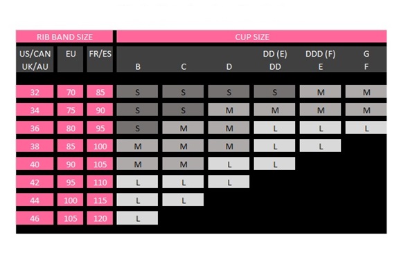 seamless bra size chart